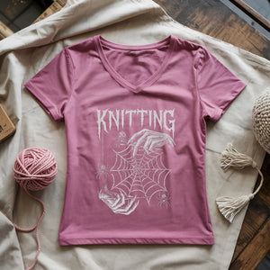 Gothic Knitter Lady V-neck