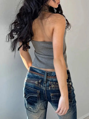 Eyelet Halter Neck Top