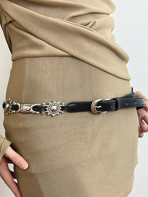 Metal Faux Leather Tiny Belt