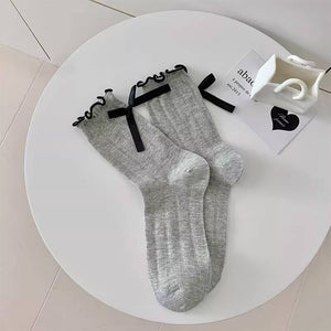 Preppy Aesthetic Bow Ruffle Socks