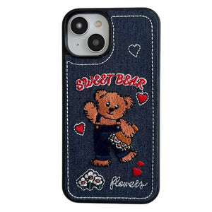 Sweet Bear Embroidery iPhone Case