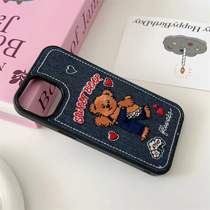 Sweet Bear Embroidery iPhone Case