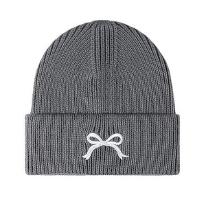 Bow Embroidery Beanie Hat