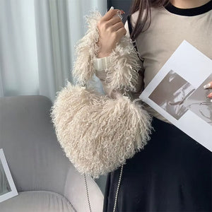 Fuzzy Heart Shaped Bag