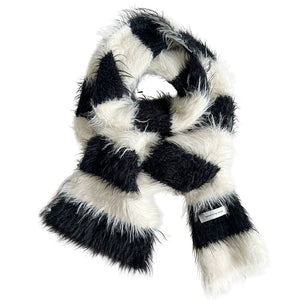 Grunge Aesthetic Fuzzy Striped Scarf
