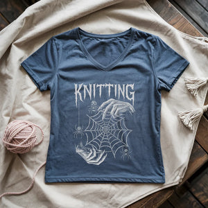 Gothic Knitter Lady V-neck