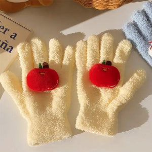Red Apple Fuzzy Gloves