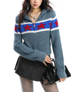 Retro American Knit Hoodie