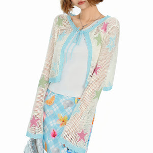 Star Girl Crochet Mesh Cardigan