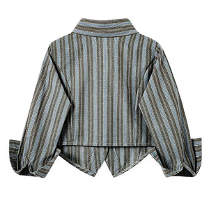 High School Crush Striped Cropped Shirt