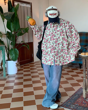 Vintage Pink Floral Button Up Shirt