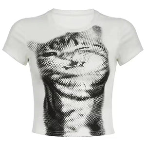 Winking Kitten Y2K Baby Tee