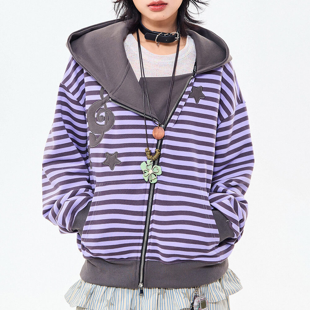 2010’s Striped Zip Up Hoodie