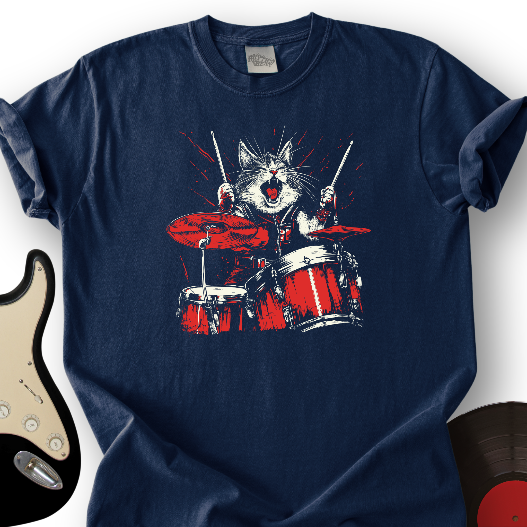 Cat Playing Drums T-Shirt