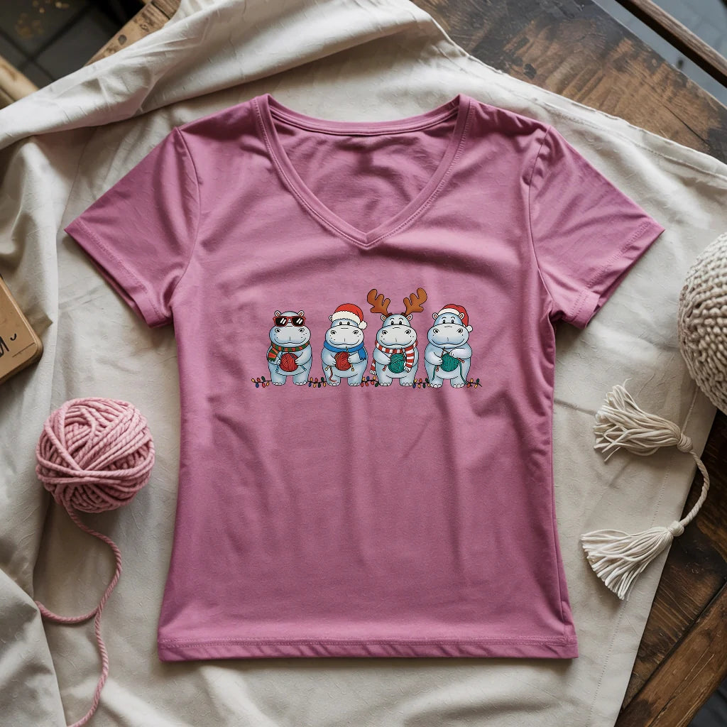 Hippo Knitmas Lady V-neck