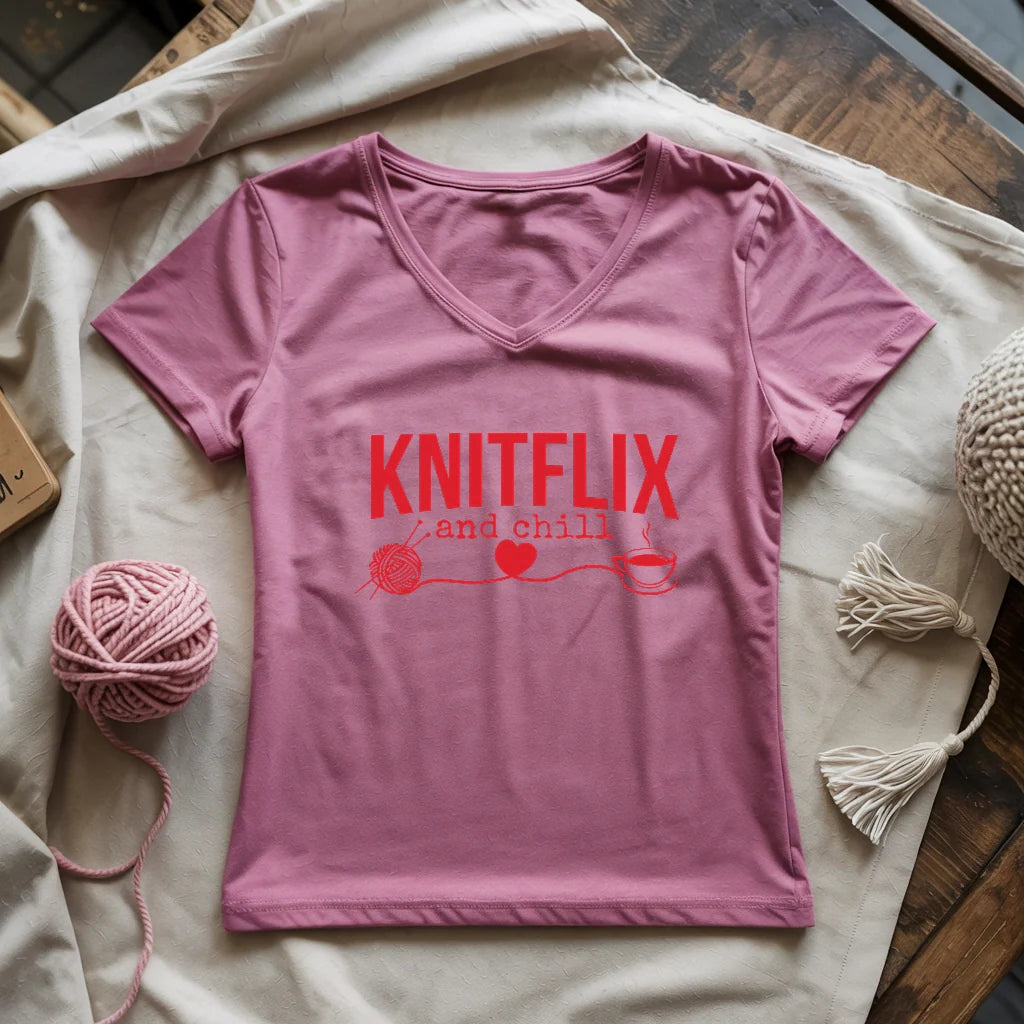 Knitflix And Chill Lady V-neck