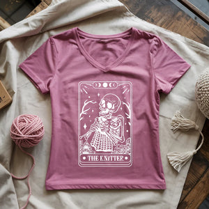 Knitter Tarot Card Lady V-neck