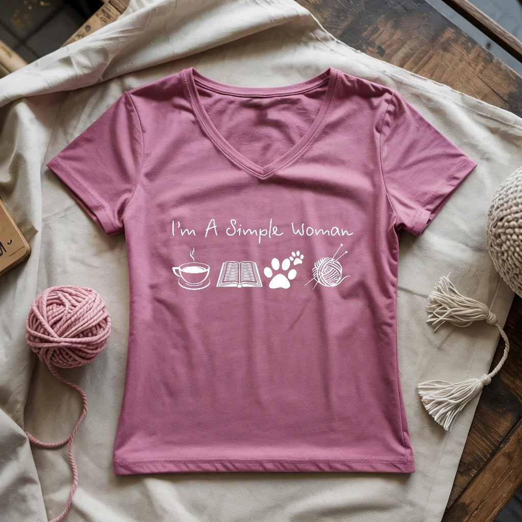 Simple Woman Lady V-neck