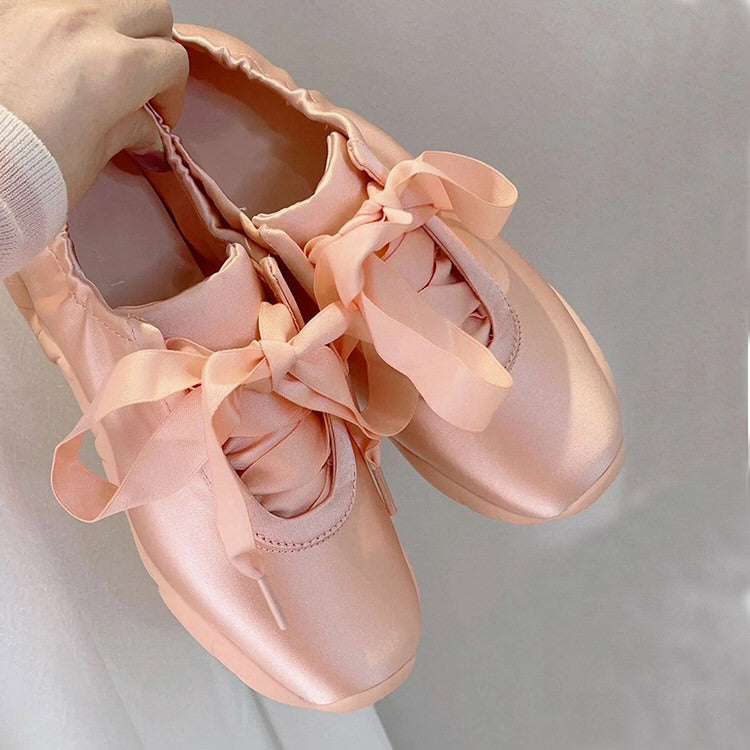Balletcore Aesthetic Satin Bow Sneakers