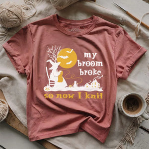 Broom Broke Knitting Witch T-shirt