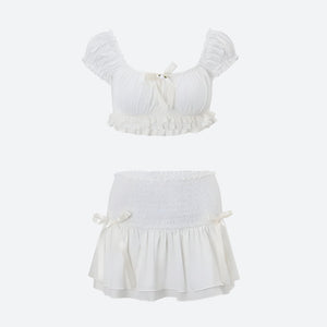 Coquette Crop Top & Mini Skirt Two Piece Set