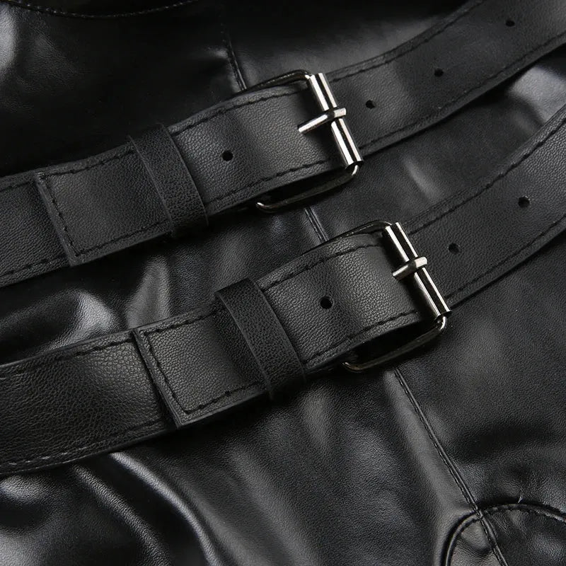 Cyberpunk Faux Leather Crop Top