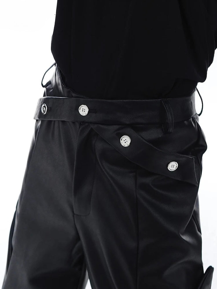 Cyberpunk Faux Leather Wide Leg Pants