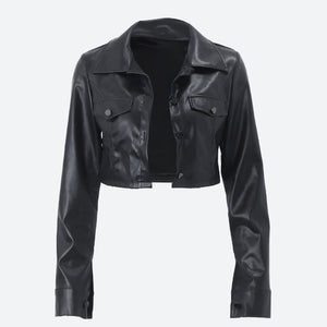 Faux Leather Cropped Jacket