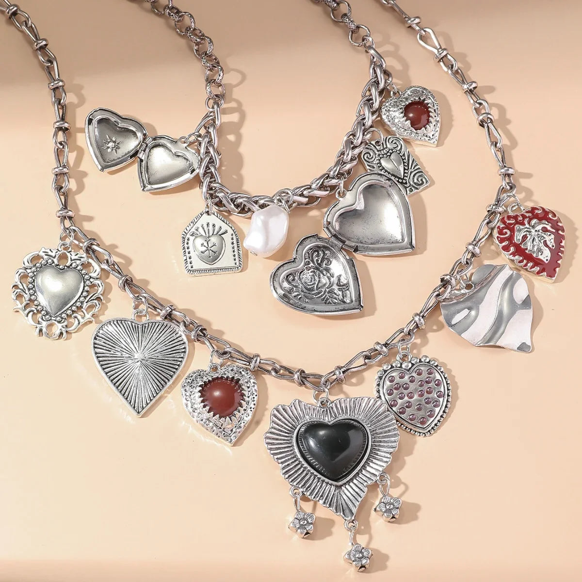 Heart Charms Two Pack Necklace