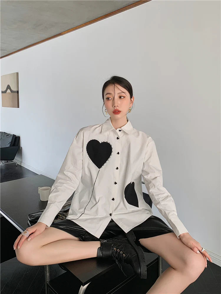 Heart Patch Button-Up Shirt