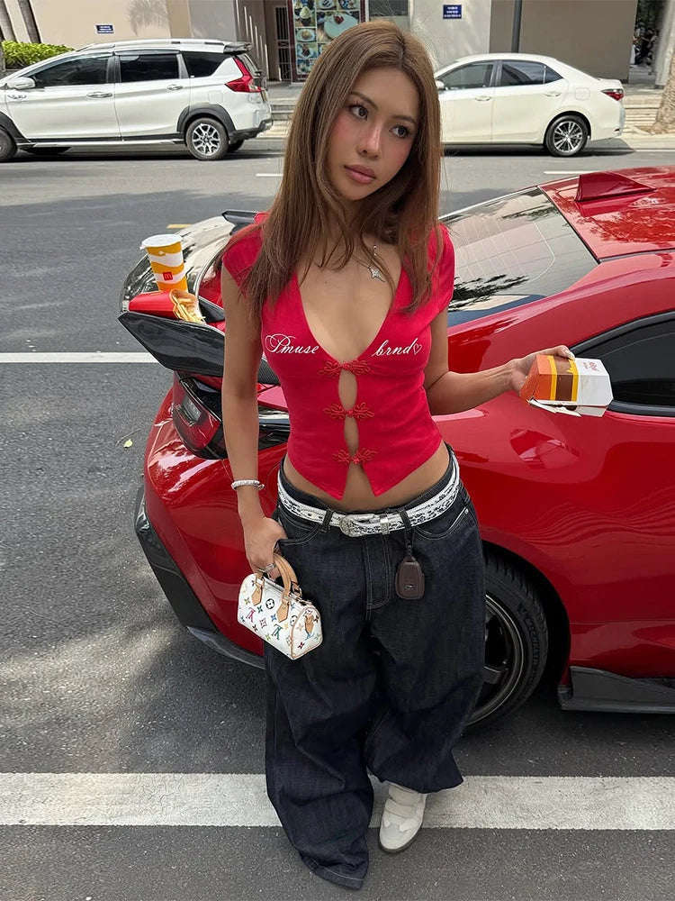 Lace-Up Cut-Out Crop Top