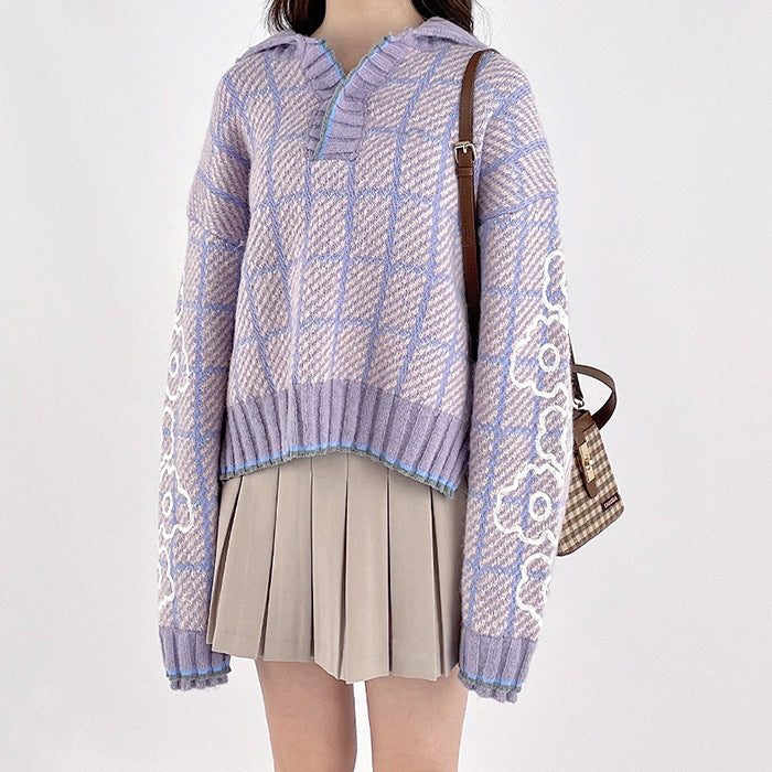Lavender Plaid Sweater