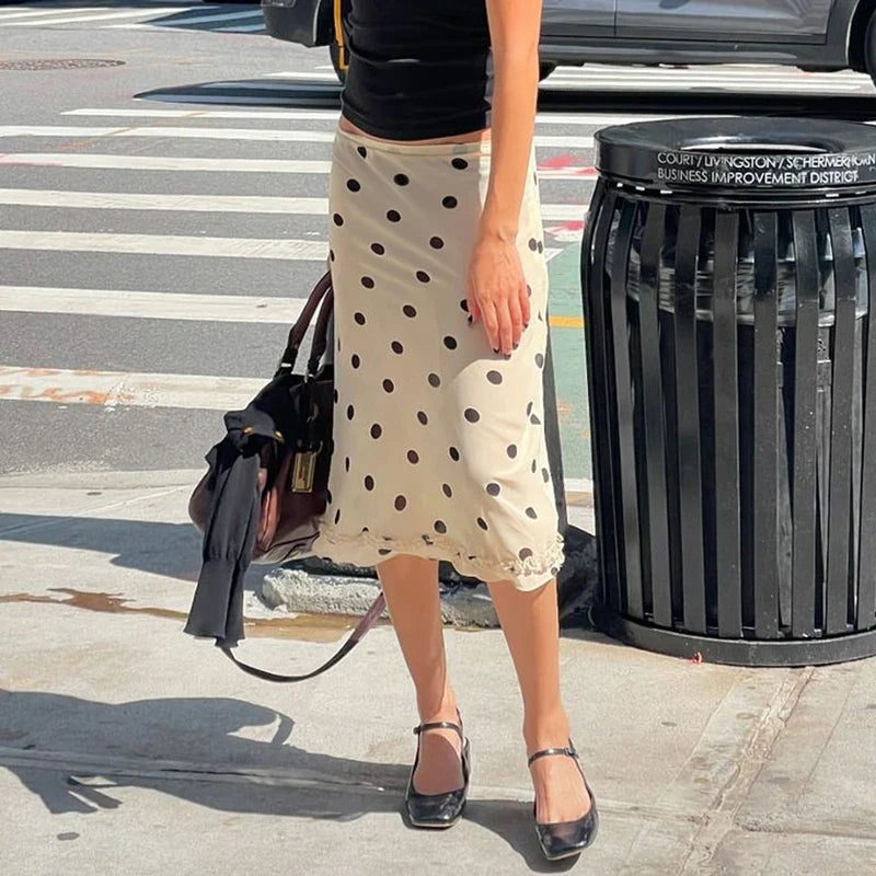 Old Money Polka Dot Midi Skirt
