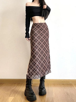 Plaid Midi Skirt