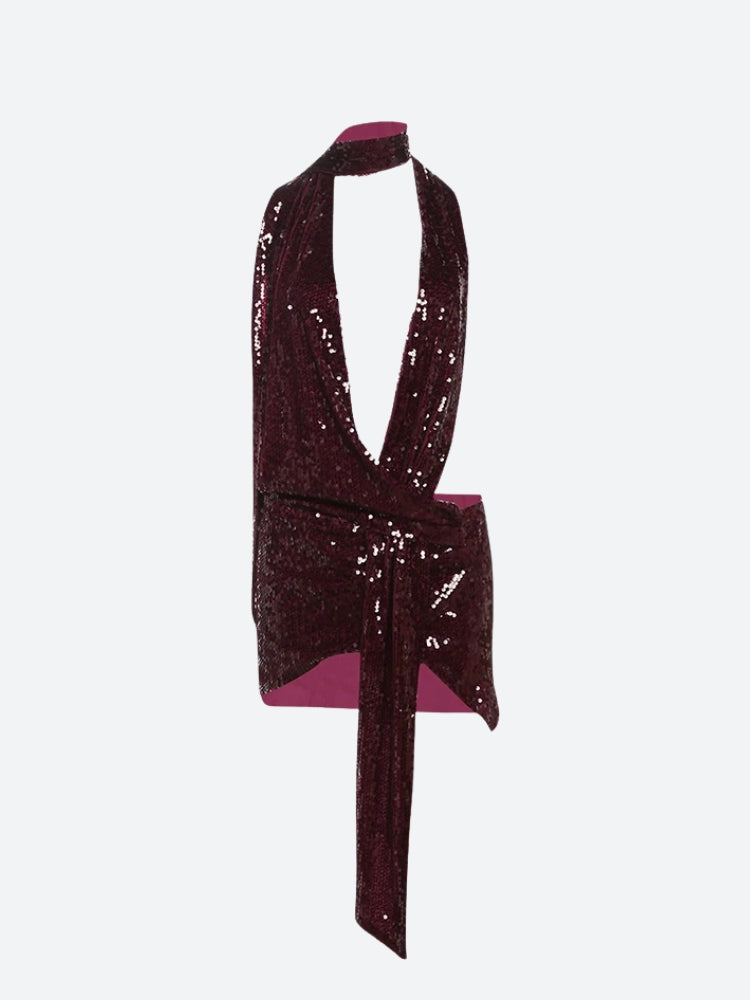Sequined Backless Mini Dress