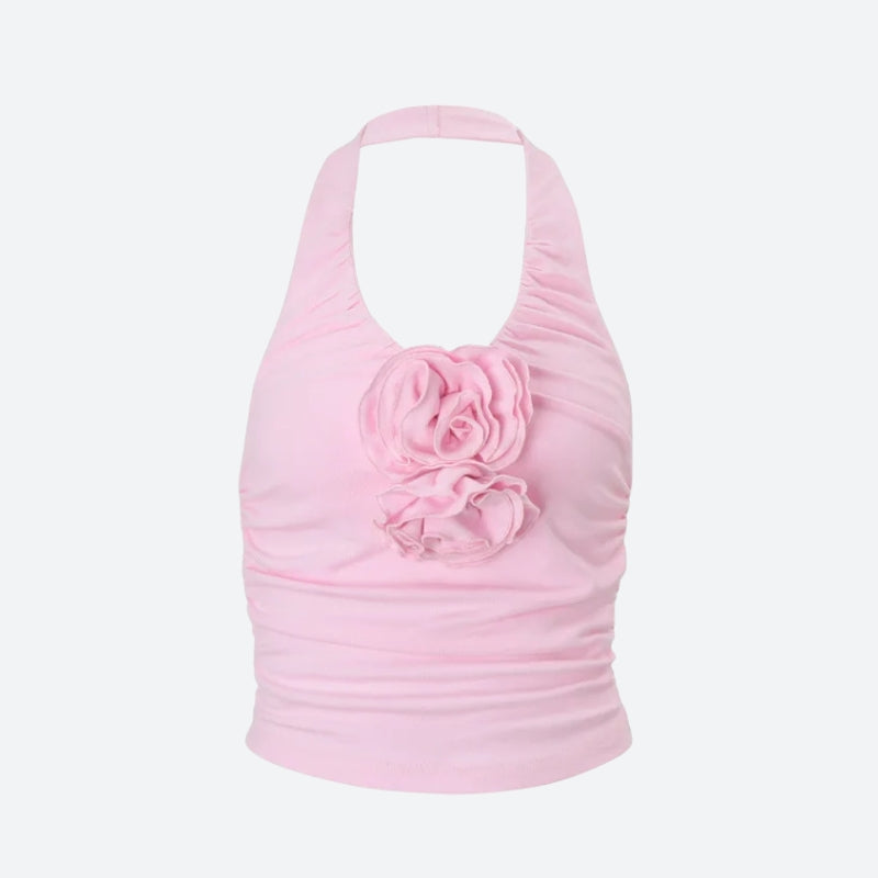Soft Girl Floral Halter Top