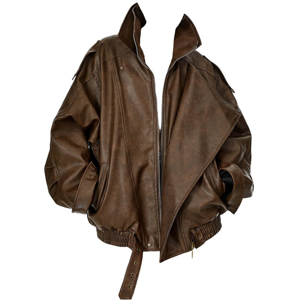 Model Off Duty Buckle Leather Jacket