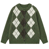 Library Crush Argyle Button Up Cardigan