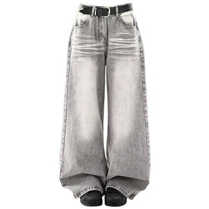 Ash Grey Faded Wide Leg Jeans