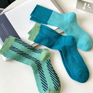 Blue & Green Patterned Socks