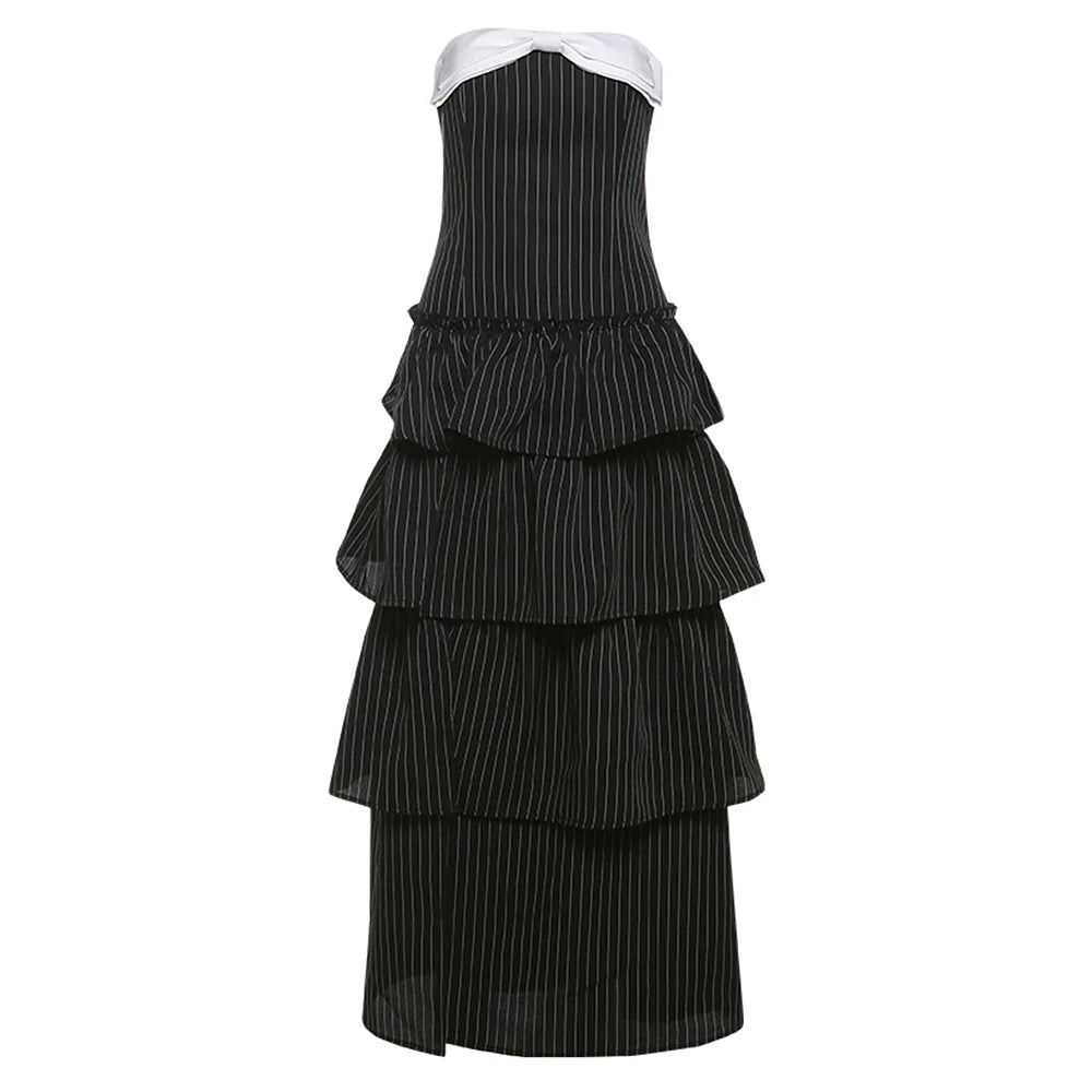 Rebel Muse Bow Striped Maxi Dress