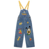 Cartoon Embroidery Denim Overalls