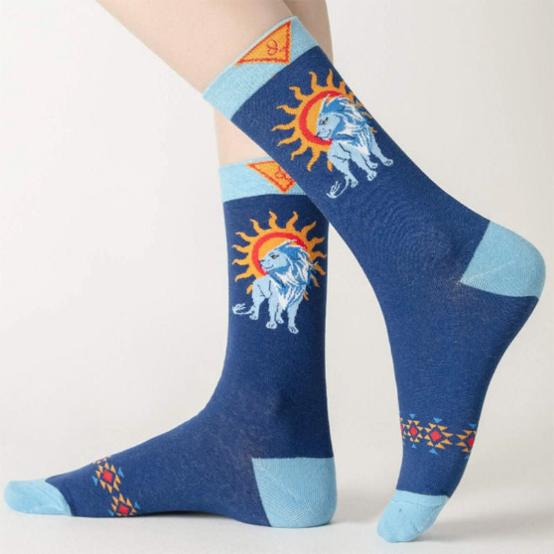 Celestial Sun and Lion Print Socks