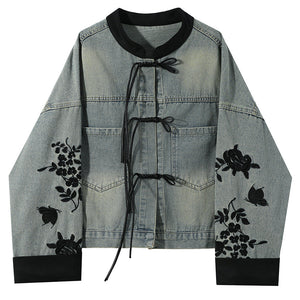 Chinese Style Embroidered Denim Jacket