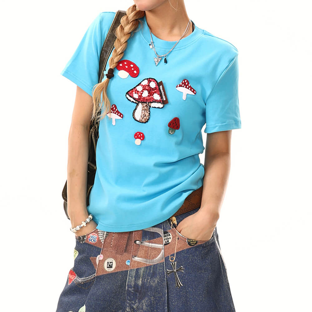Forest Fairy Mushroom Sequin T-Shirt