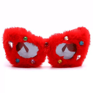 Y2K Fuzzy Rhinestone Glasses