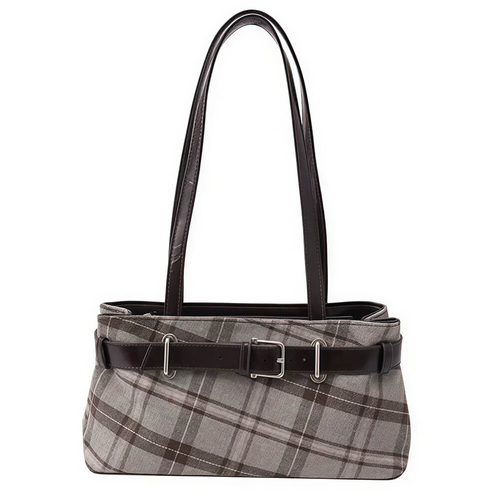Gossip Goes Around Plaid Belted Bag