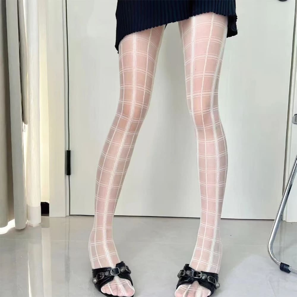 Grid Pattern Sheer Tights