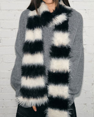 Grunge Aesthetic Fuzzy Striped Scarf