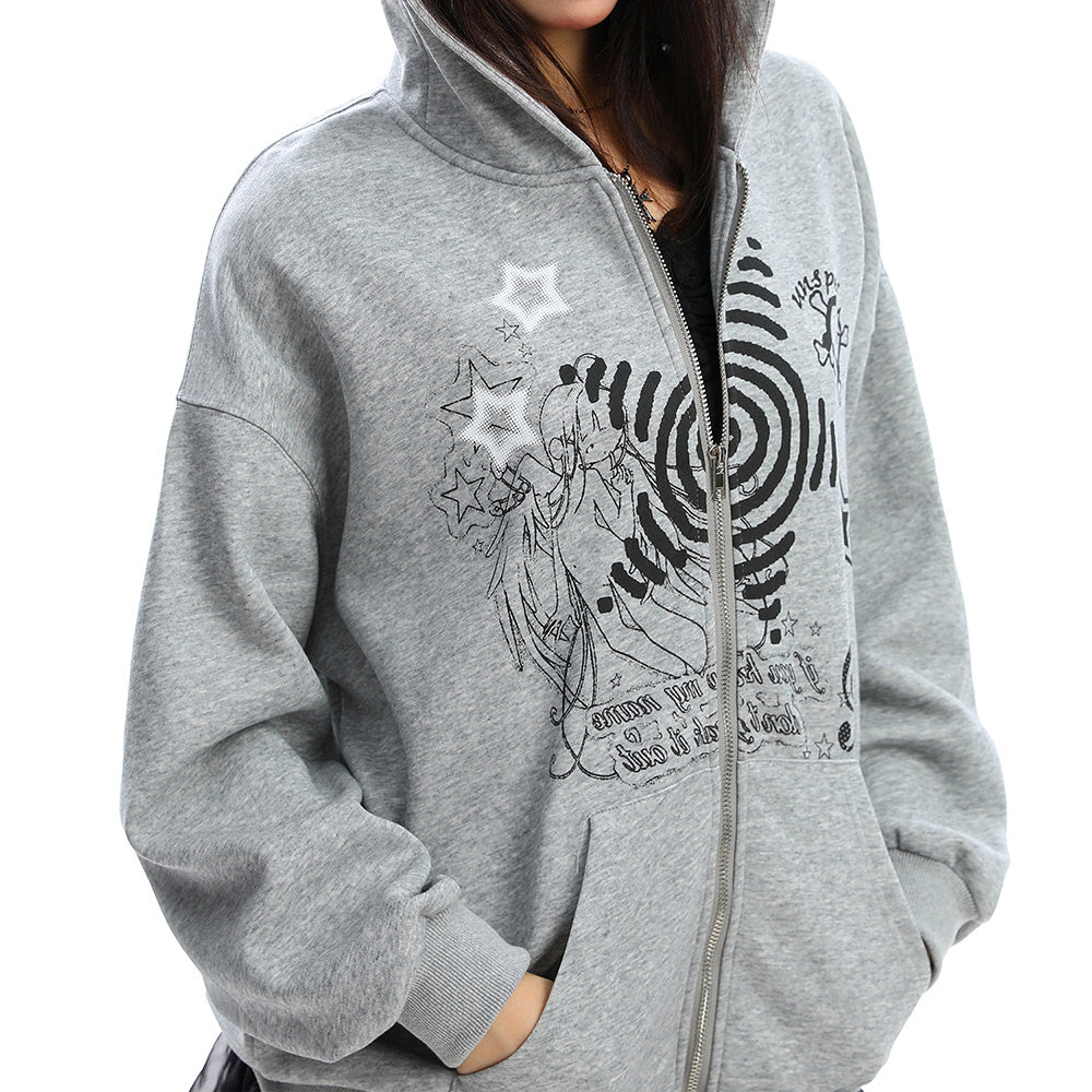 Grunge Cut-Out Shoulder Sweatshirt